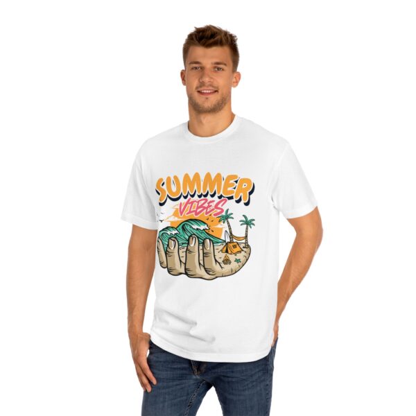 summer vibes unisex classic tee, beach t shirt, vacation outfit, lightweight summer wear, fun graphic tee, gift for beach lovers