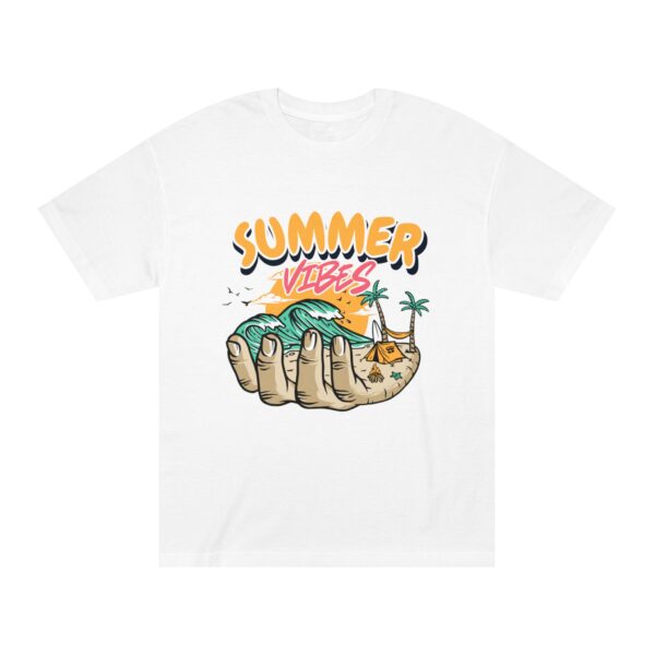summer vibes unisex classic tee, beach t shirt, vacation outfit, lightweight summer wear, fun graphic tee, gift for beach lovers