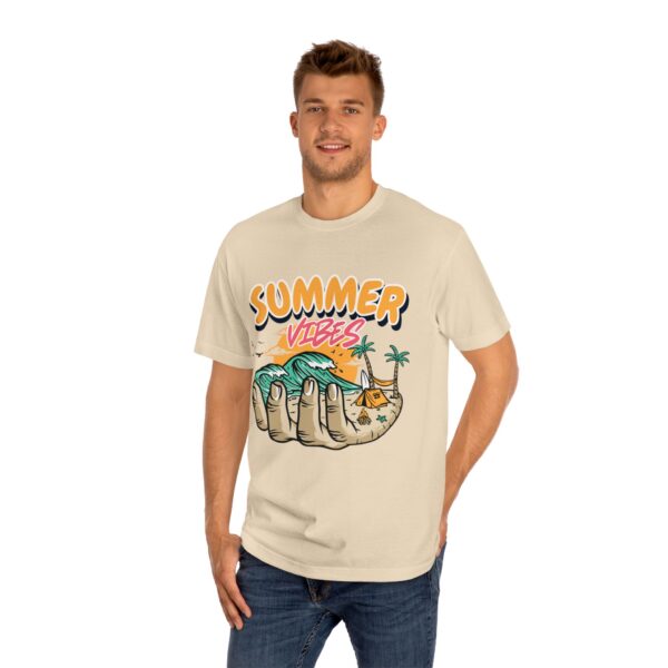 summer vibes unisex classic tee, beach t shirt, vacation outfit, lightweight summer wear, fun graphic tee, gift for beach lovers